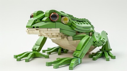 frog, 3D model, white background, realistic pose