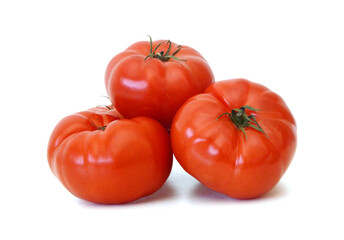 Ripe tomatoes isolated on white background