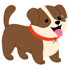Fototapeta premium happy brown dog with red collar sticks out its tongue