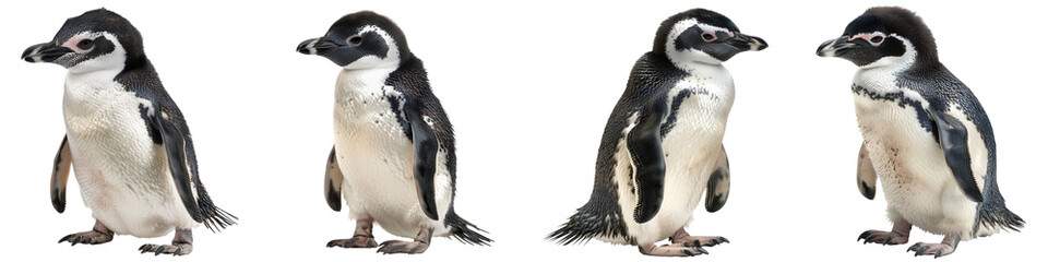Obraz premium set of A real little penguin, full body, isolated on a transparent background