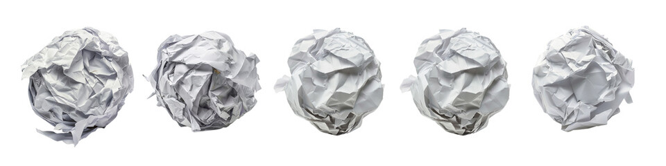 Fototapeta premium set of a scrunched up paper ball on transparent background