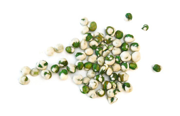 Wasabi peas isolated on white background