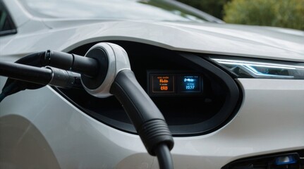 An electric car is being charged