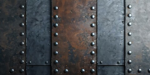 Fototapeta premium Customizable metal plaque mockup set with rivets and screws for a realistic look. Concept Plaque Mockup, Metal Finish, Rivets and Screws, Realistic Design, Customizable