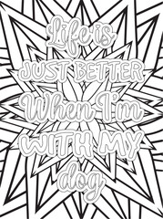 Motivational Quotes Flower Coloring Page Beautiful black and white illustration for adult coloring book