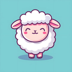 Fototapeta premium Clean and minimalistic sheep cartoon on blue background