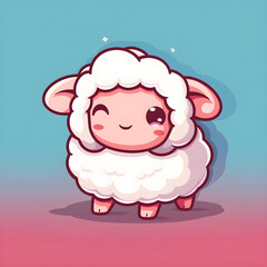 Clean and minimalistic sheep cartoon on gradient background
