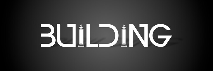 Parola BUILDING  con sfondo colorato gradiente