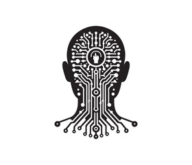 artificial intelligence vector art graphic resources silhouette vector style, white background
