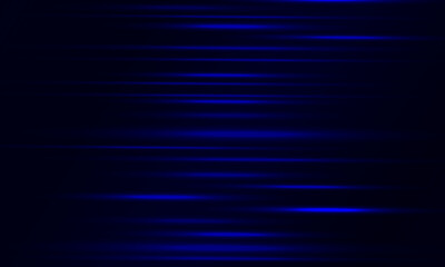 Neon lines moving light effect blue stripes dark background. Lines of light, speed and movement. horizontal stripes.