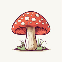 Cute cartoon mushroom with orange cap and white spots
