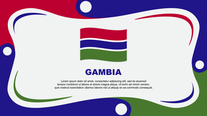 Gambia Flag Abstract Background Flat Design Template. Gambia Independence Day Banner Wallpaper Vector Illustration. Gambia Independence Day
