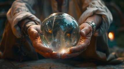 Obraz premium Fortune Teller's Hands Around a Magic Crystal Ball 
