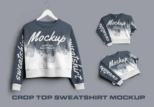 3 Crop Top Sweatshirt Mockups