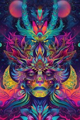 Fototapeta premium Psychedelic Trance poster concept