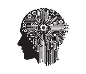artificial intelligence vector art graphic resources silhouette vector style, white background
