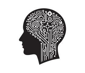 artificial intelligence vector art graphic resources silhouette vector style, white background