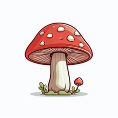 Cute cartoon mushroom with orange cap and white spots