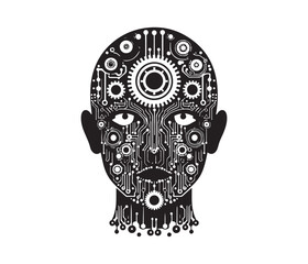 artificial intelligence vector art graphic resources silhouette vector style, white background