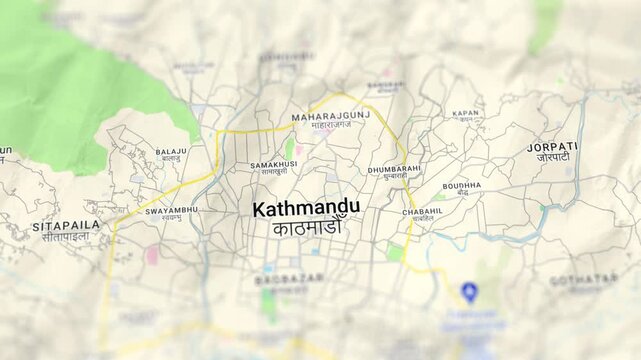 Kathmandu Capital of Nepal Paper Map, Slider Shot