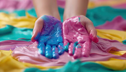 Fototapeta premium Celebrate Children's Day with Fun and Colorful Handprint Art, A Creative Project for Kids to Express Themselves Let Your Little Ones Get Messy and Create Unique Masterpieces Explore This Exciting