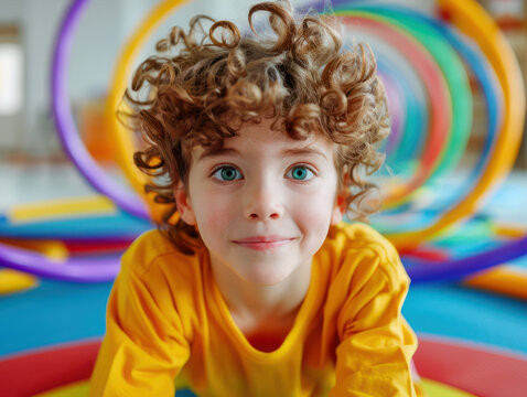 Happy Children's Day Celebration with Hula Hoops Kids Enjoying Active Fun and Playtime, Smiling and Laughing with Colorful Hoops Perfect for Birthday Parties, School Events, or Backyard Fun - Powered by Adobe