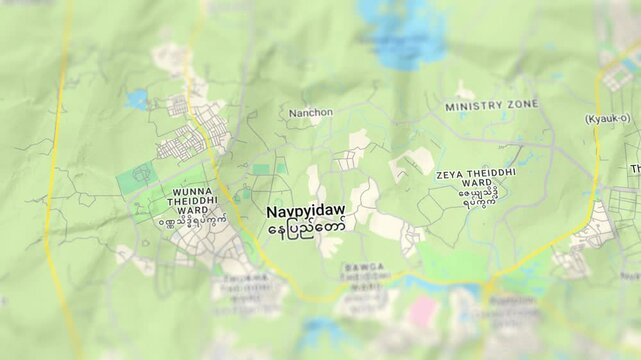 Nay Pyi Taw Capital of Myanmar Paper Map, Slider Shot