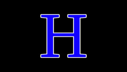 Alphabet H, letter h blue color font, A beautiful Letter H written with blue