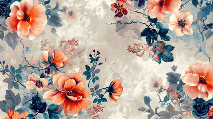 A design with flowers printed all over it using a digital method.