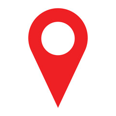 Location icon.  pin point icon. Red location pointer symbol isolated on white background.  Map pointer vector. Red map pointer icon for your web site design.