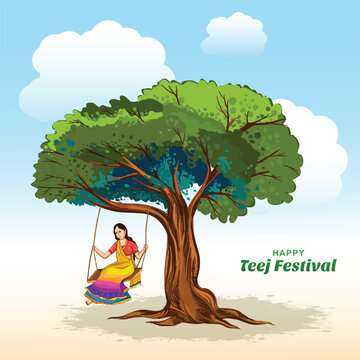 Happy hariyali teej indian festival card background