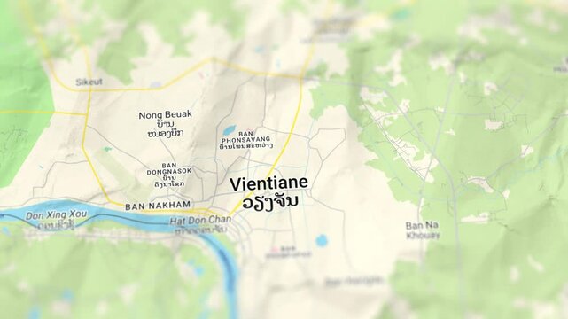 Vientiane Capital of Laos Paper Map, Slider Shot