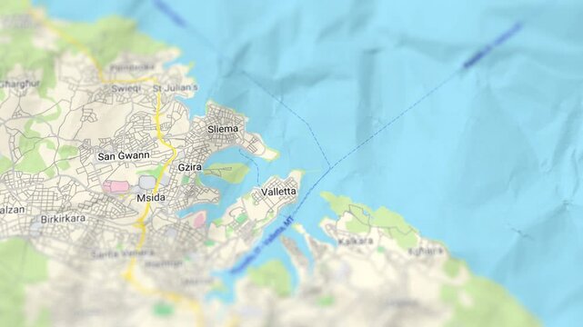 Valletta Capital of Malta Paper Map, Slider Shot
