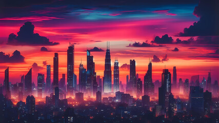 sunset over the city
