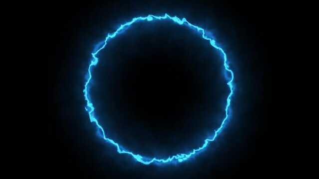Electric energy power portal ring technology logo animation background 3d blue