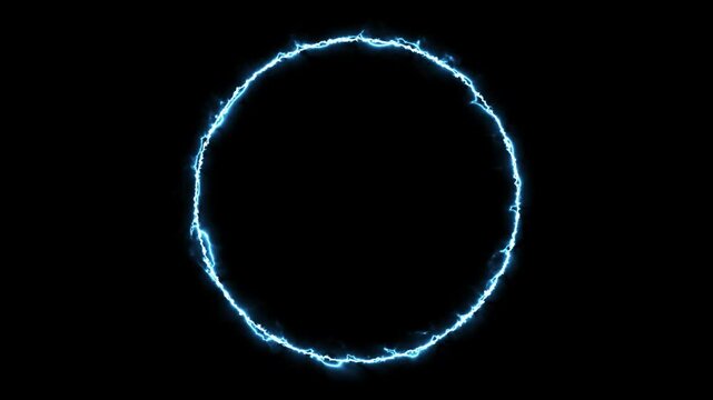 Electric energy plasma portal ring technology logo animation background 3d blue