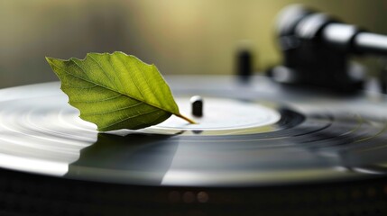 Obraz premium A detailed shot of a leaves on a vinyl record