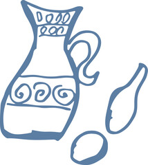 Hand drawn Doodle Vector Euro minimal Abstract Trending art motifs eurosummer cute Mediterranean sketch fashion pen sketch logo cute 