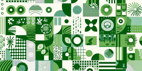 Abstract Geometric Green Pattern