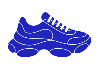 Modern Icon of High Soled Sneaker. Flat Sport Style Footwear
