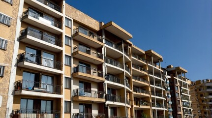 Residential building with windows and balconies