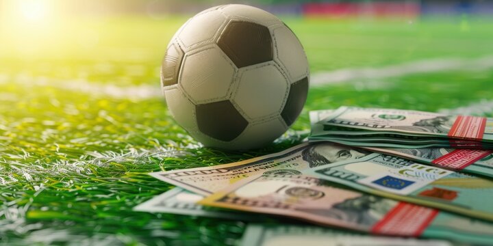 soccer ball on a green backdrop representing a corner kick, bookmaker betting, sports betting