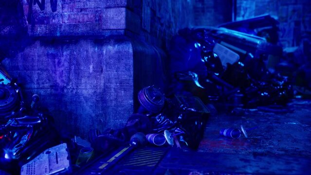 A Chaotic Scene of Abandoned Objects in a Dimly Lit Room