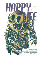 vector artwork skull robot on a white background