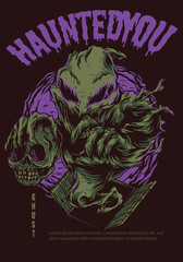 vector artwork ghost carrying a skull