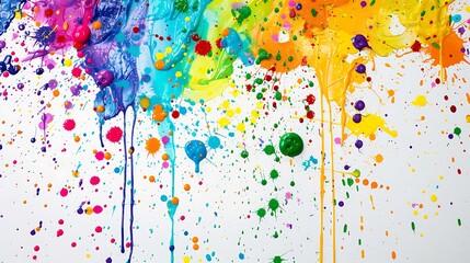 Spirited arrangement of colorful paint splatters creating a dynamic and lively environment.
