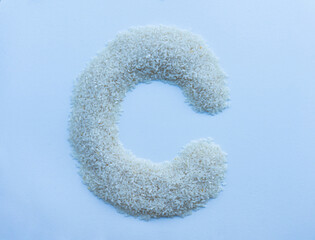 White Rice Grain Alphabet Letter C