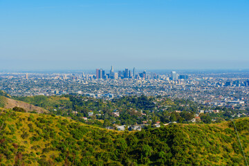 Fototapeta premium Downtown Los Angeles Seen From Mount Lee on Clear Day