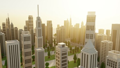 Obraz premium Realistic 3D Render of Paper City Model