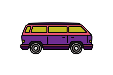 Original vector illustration. An old travel van. A contour icon.